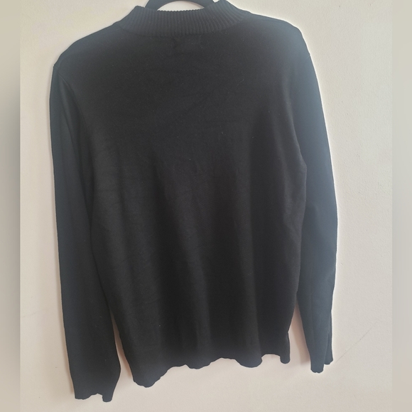 Questions Rhinestone Embellished Black Zip Up Cardigan Holiday Party~ Size XL - Picture 2 of 6